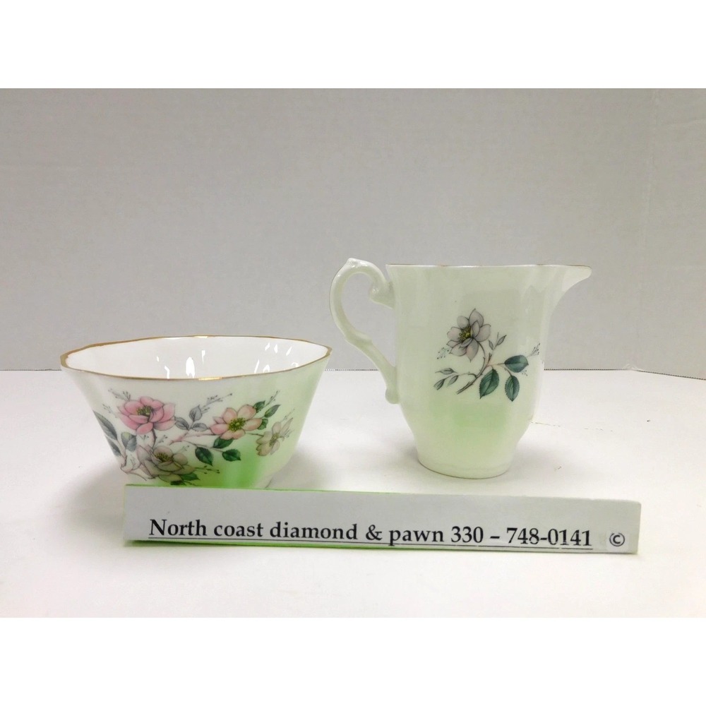 Royal Grafton Fine Bone China Creamer & Sugar Bowl Pink Floral Gold Trim DW707